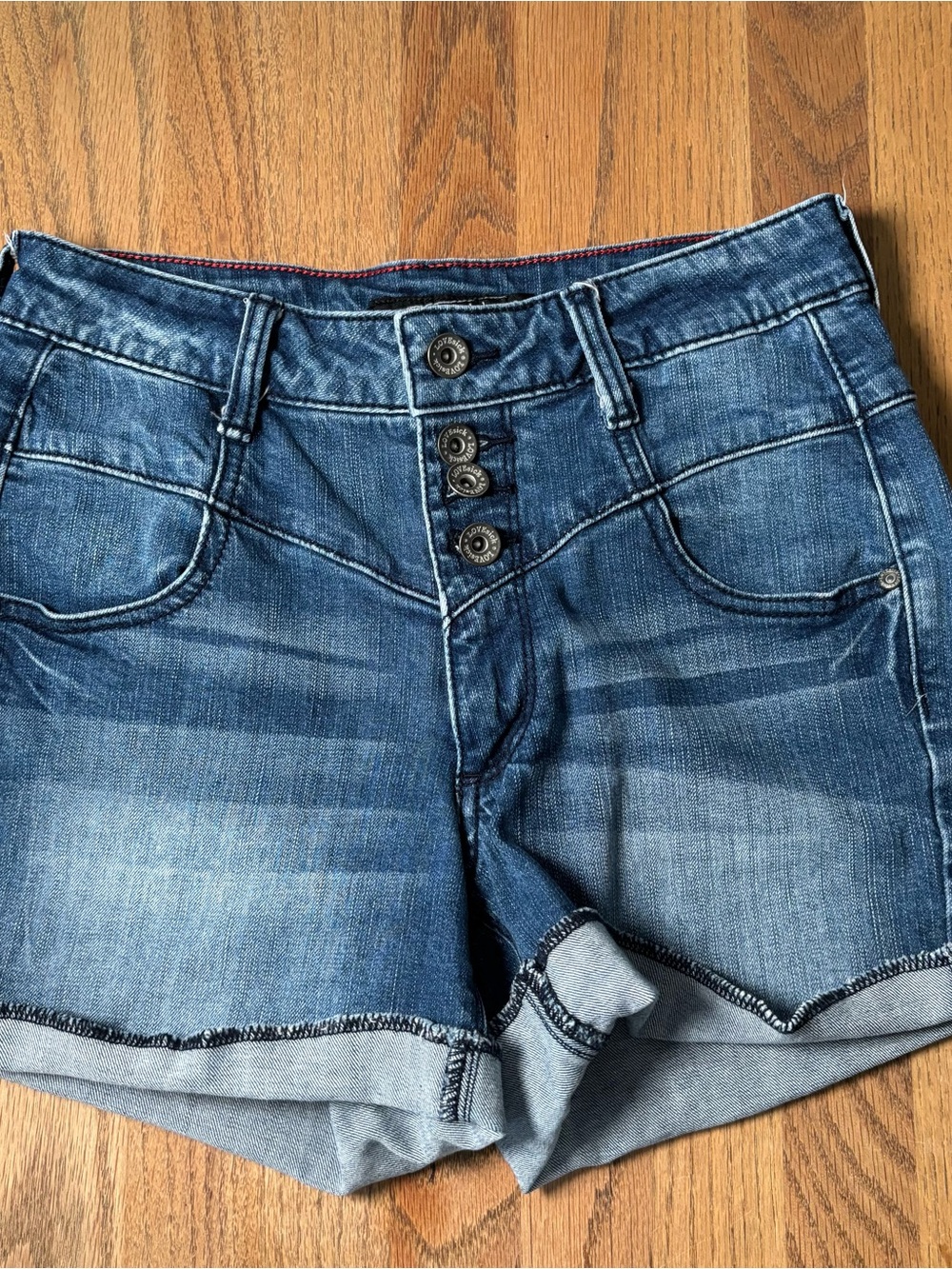 Lovesick Hot Topic Blue Denim Cuffed High-Waist Shorts